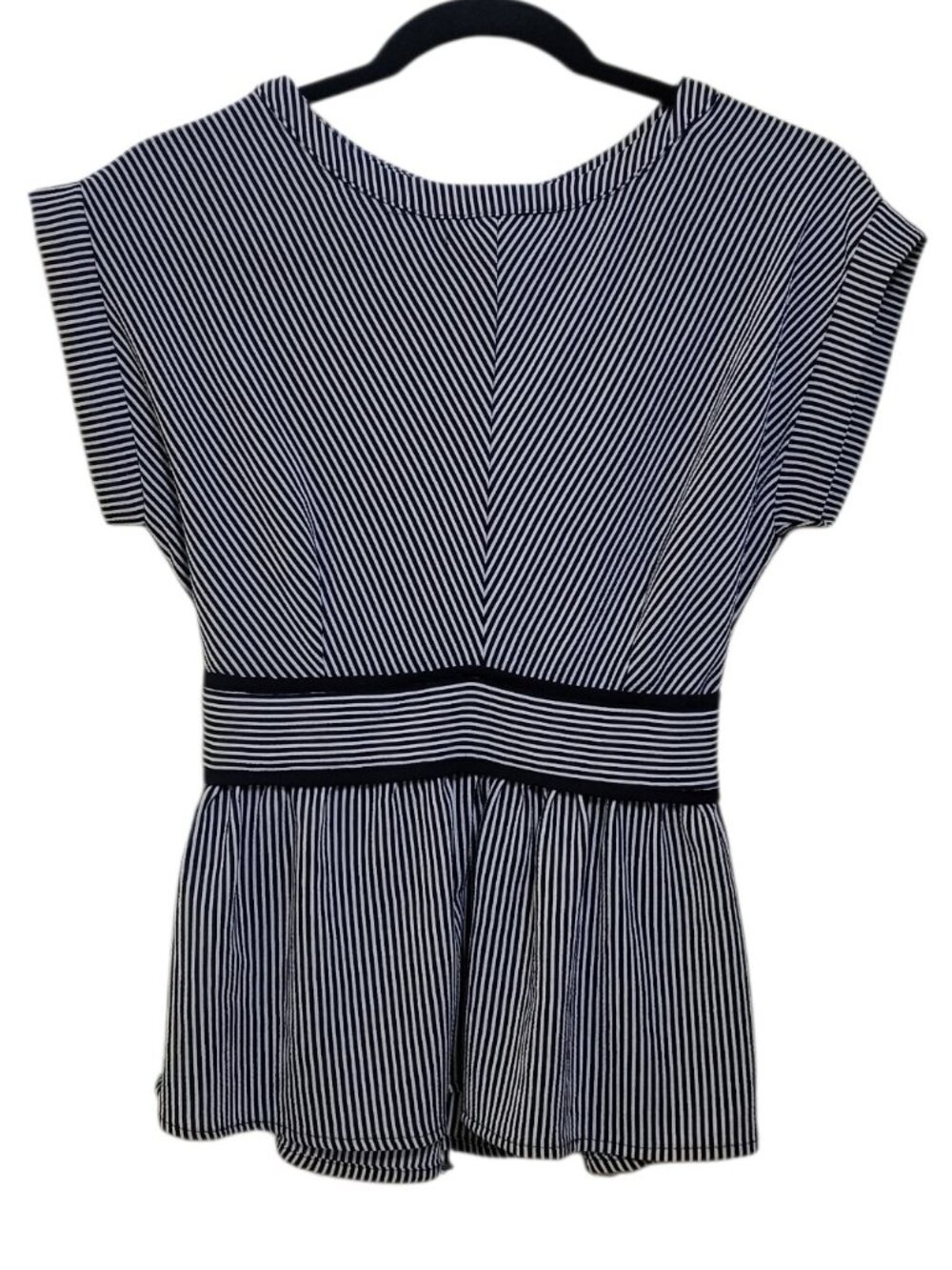 Monteau Los Angeles Striped Peplum Cap Sleeve Blouse Top Medium Coquette